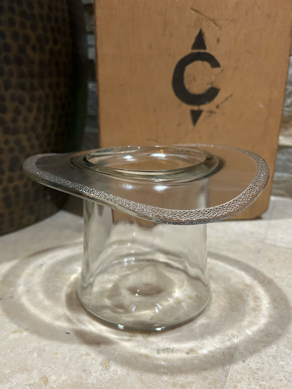 vintage Blenko Clear Glass Too Hat Vase